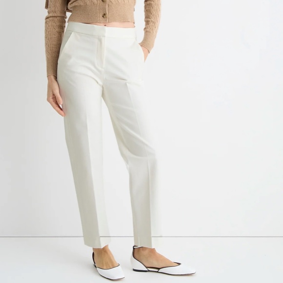 New JCREW Size 8 Kate straight-leg pant in bi-stretch cotton blend in Ivory - Picture 2 of 4